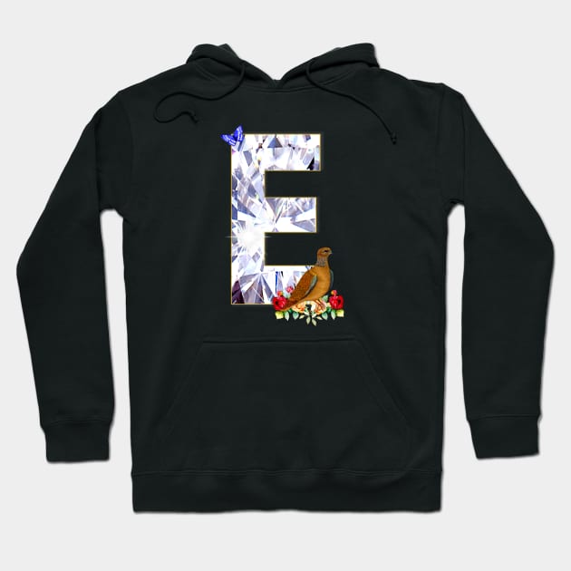 Name Initial Letter E and Dove Hoodie by KC Morcom aka KCM Gems n Bling aka KCM Inspirations